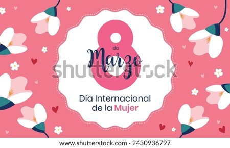 "feliz día de la mujer" means happy women's day illustration Royalty-Free Stock Photo #2430936797