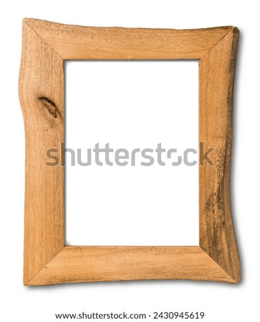 rustic wooden photo or picture frame with inner and outer shadow isolated over a white background, empty frame as a display for your design or artwork, interior, picture or gallery element