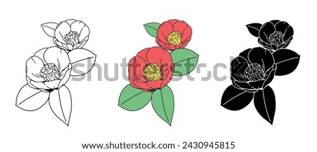 Flower illustration, flower outline and flower silhouette, Vector illustration of different flower arrangements. Japanese flora pattern Vector illustration.