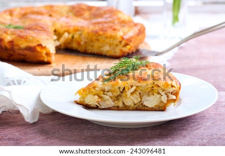 Chicken and cheese savory cake Royalty-Free Stock Photo #243096481