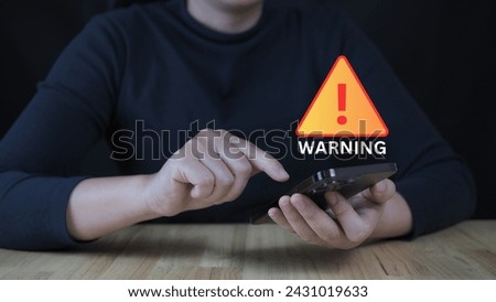System warning error popup and maintenance showing. Cyberattack on online network error system. Cybersecurity vulnerability, data breach, illegal connection, compromised information.