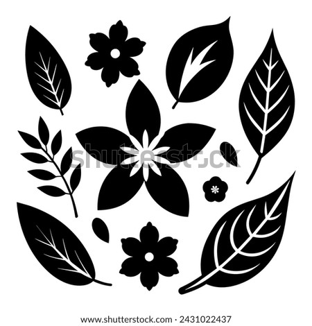 Elements of Leaf icons on white background