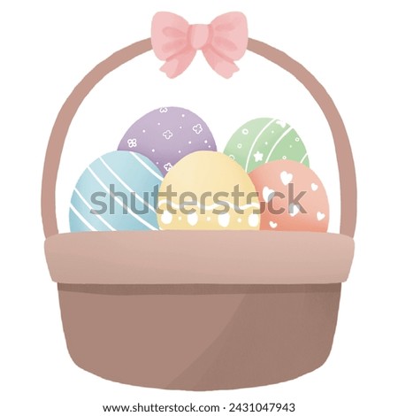 easter eggs in basket clipart