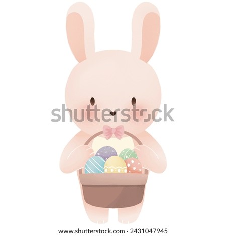 easter bunny holding a basket of easter eggs clipart