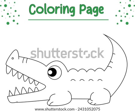Vector illustration of kids alphabet coloring book page with outlined clip art to color. Alligator coloring page