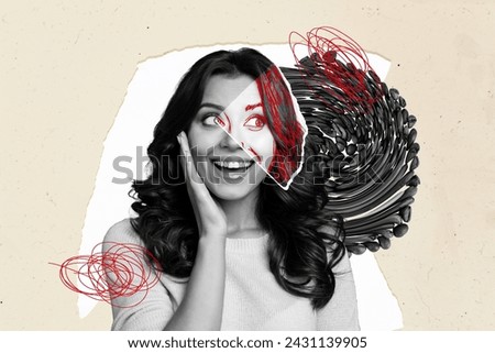 Creative drawing collage picture of female mental health depression medicare treatment anxiety thought billboard comics zine minimal