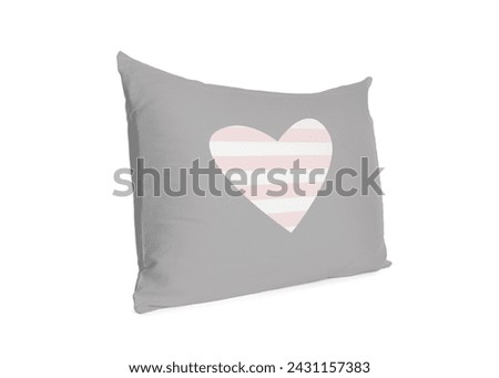 Soft pillow with printed striped heart isolated on white