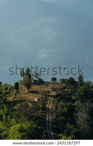 Panoramic view of a village on a high mountain, a place in Thailand.