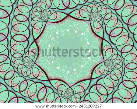 A hand drawing pattern made of glittery green pink and blue
