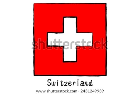 Analog hand-drawn world flag, Switzerland, Vector Illustration
