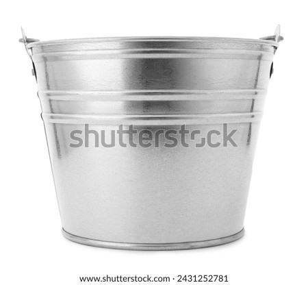 One shiny metal bucket isolated on white