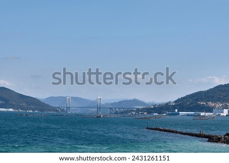The Rande cable-stayed bridge in Vigo seen from Playa de la Guia, also called Playa de la Punta,