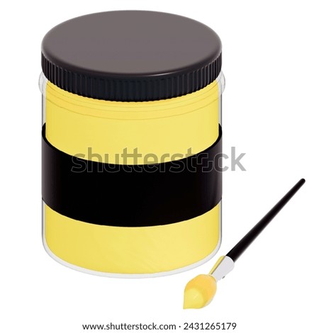 art supplies for teacher's day Clipart, Gouache Paint Pot , back to school on White background, 3D Rendering