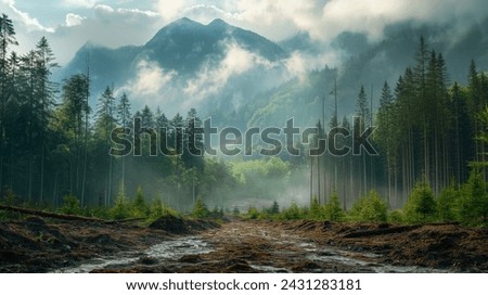 Nature Resilience Lush Forest Reclaims Land from Environmental Devastation Royalty-Free Stock Photo #2431283181