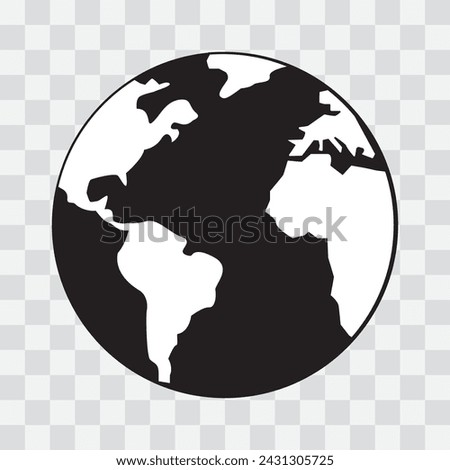 Earth silhouette icon, symbol, World icon, planet vector, Globe symbol. Globe icon with map vector. Earth, globe icon with stroke. Earth logo. Abstract globe vector. 