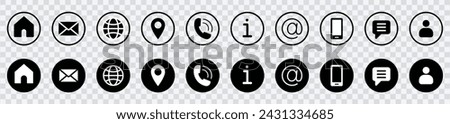 "Streamline communication with our Contact Icons Business Card Set. Essential symbols including user, home, phone, email, and more. Ideal for professional designs."