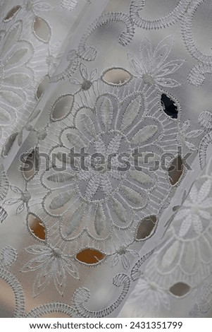 Traditional handmade curtain with flowers design and lace ideal for decorating spaces with aesthetics vintage retro home big size high quality instant stock photography