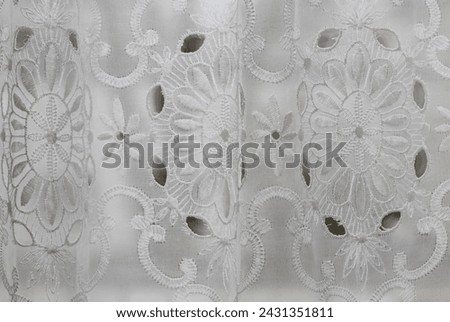 Traditional handmade curtain with flowers design and lace ideal for decorating spaces with aesthetics vintage retro home big size high quality instant stock photography
