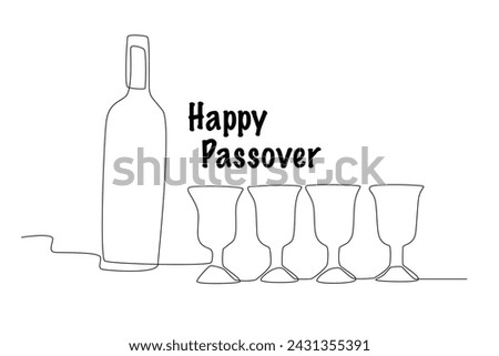 Passover in the Jews and Passover in different. Passover one-line drawing Royalty-Free Stock Photo #2431355391