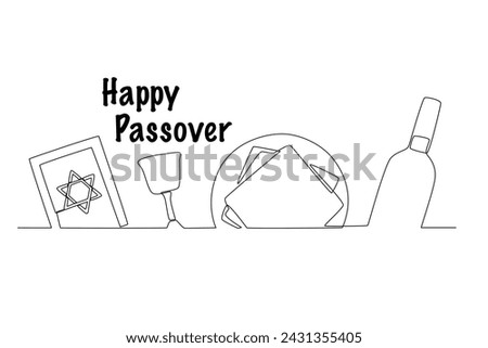 Easter is celebrated by followers of the Jewish religion. Passover one-line drawing Royalty-Free Stock Photo #2431355405