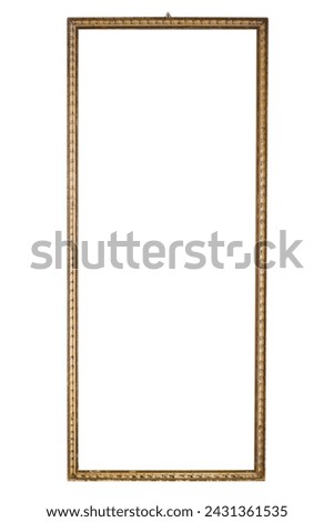 Old wooden gold frame for painting or picture on white background with clipping path, Antique gold frame isolated on the white background vintage style