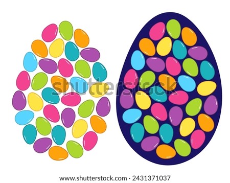 colored egg frame. Painted in different colors eggs shape for poster, cover, postcard, banner, Restaurant, cafe menu, holiday decoration, greeting card, easter holiday egg hunt, packages