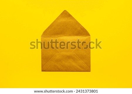 Blank paper envelope for letters. Space for text, top view.