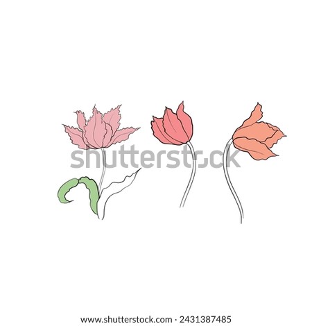 tulips drawn in vector, spring flower. Mother's Day card