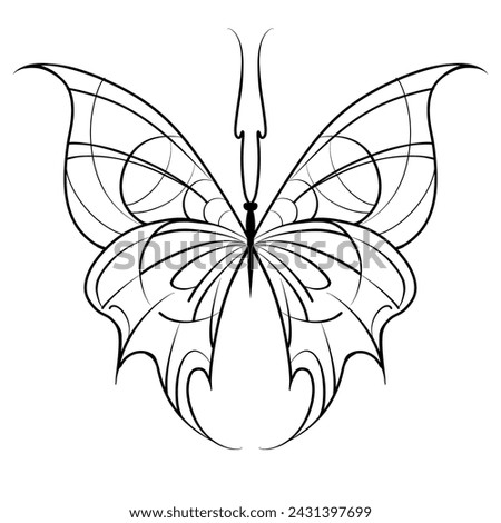 Set of elements Neo tribal tattoo butterfly shape modern acid graphic design clip art gothic flame emo goth 2000s Aesthetic style y2k wings ink black and white agressive line graphic ornamental doodle