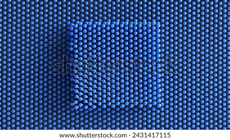 Physical mosaic pixel art - square. Lots of blue pixel details. Geometric abstract background or backdrop. Optical illusion. Aspect ratio 16 to 9. Photo. Close-up