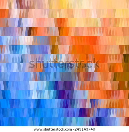 Blue Orange Triangle Abstract Background. Vector Pattern of Geometric Shapes