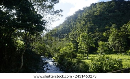 Landscape, hill, nature, river, komorebi Royalty-Free Stock Photo #2431463273