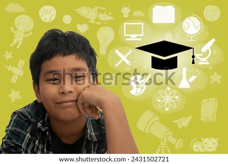 Imagination and dreams of a child. Dreaming about education. Inspiration and creativity concept. Education Concept 