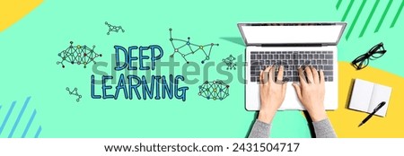 Deep learning with person using a laptop computer
