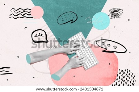 Speech bubbles and a computer keyboard - Photo collage