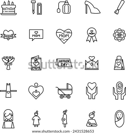 Mother's Day and Baby Icon in Line Style Perfect for Presentation and any Purpose