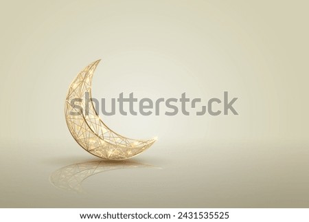 islamic greetings card design with beautiful crescent moon Royalty-Free Stock Photo #2431535525