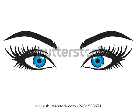 The beauty of human eyes with intricate detail and stunning realism. The illustration features a close-up view of a pair of eyes, showcasing mesmerizing colors and captivating eyelashes.  Royalty-Free Stock Photo #2431535971