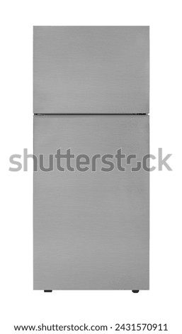 Front view modern Gray refrigerator isolated on white background Royalty-Free Stock Photo #2431570911