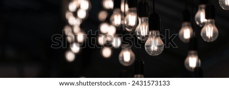 Decorative white light bulbs hanging in the air
