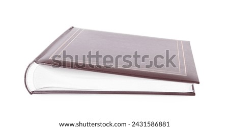 Brown closed photo album isolated on white