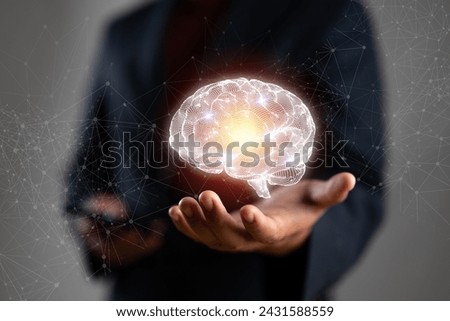 Businessman holding human brain and icon customer digital network with effective business mindset on paper texture background
 Royalty-Free Stock Photo #2431588559