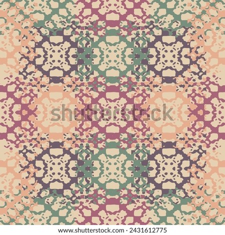 Seamless abstract geometric chain pattern. Vector Illustration. 1970 Aesthetic Textures with Flowing Waves