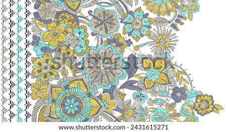 Digital trending texture illustration and flowers for background design beautiful textured     effects floral art textile print stock illustration for fabric and paper prints