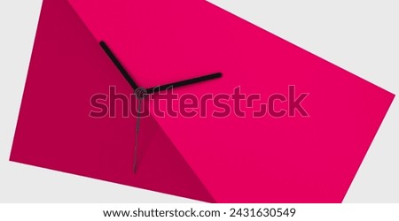 Daylight saving time concept. Clock hands on the color block background. Seasonal time change. Spring time change concept. Copy space.