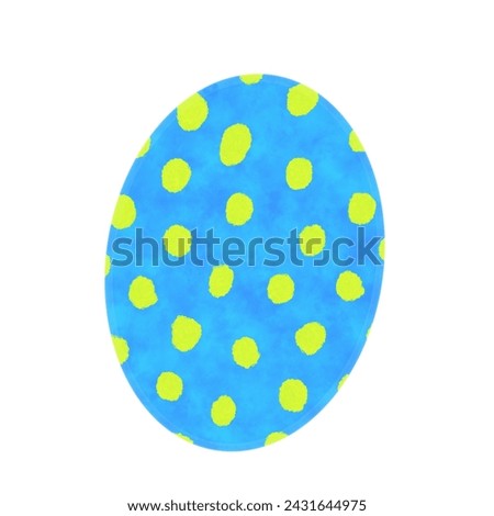 Cute Painted Egg with yellow polka dots, isolated on white background. Easter egg icon. 