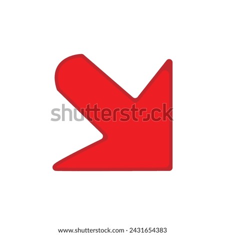 red arrow pointing to the right down, clip art red arrow icon pointing for right down, arrow symbol indicates red direction pointing right down. Vector illustration. Eps file 667.