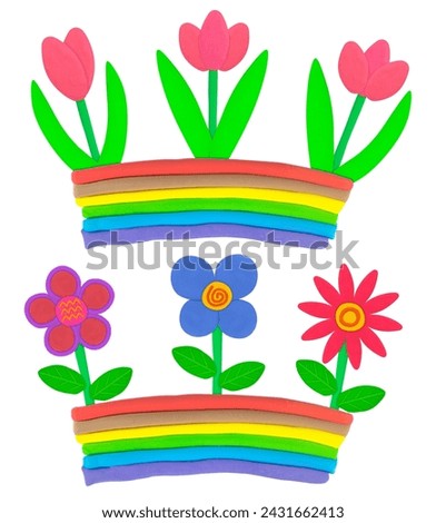 tulip flower on rainbow or lfbtq symbols shape on white isolated background