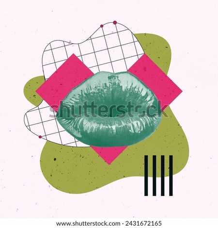 Geometric Creative Concept Art Collage. Vector Elements. Business Texture Background Poster Banner Flyer Post Card. Motern Trend Trendy Fashion. People Montage Sumbols. Surreal Illustration Artwork. 