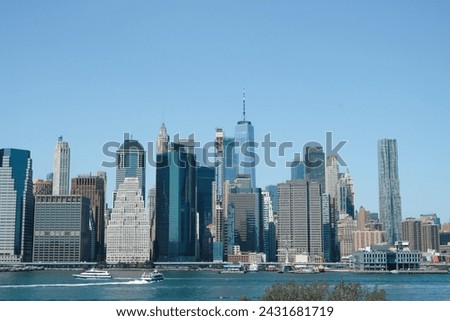 Nee York City Manhattan Downtown Skyline photographed from Brooklyn